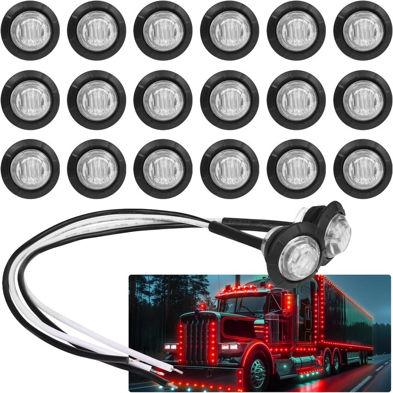 TMH (Pack of 20 3/4 Inch Mount Clear Lens RED LED Clearance Bullet Marker lights, Side LED marker lights for trailer Truck RV Car Bus Van - Image 1
